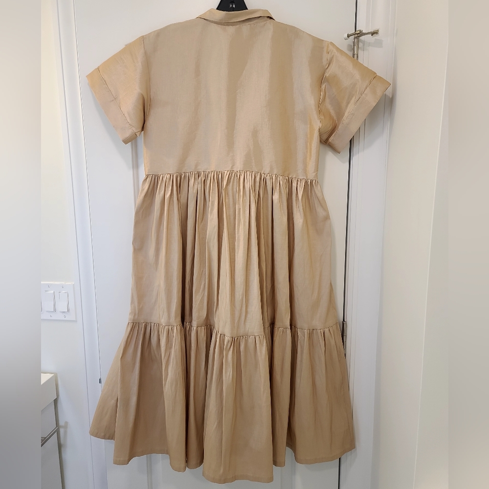 Kimberly Goldson DONNI CHAMPAGNE MIDI DRESS Size S - Picture 6 of 8